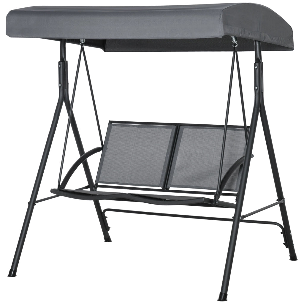 Dondolo a 2 Posti da Giardino con Tettuccio Regolabile, 140x118x162cm Grigio