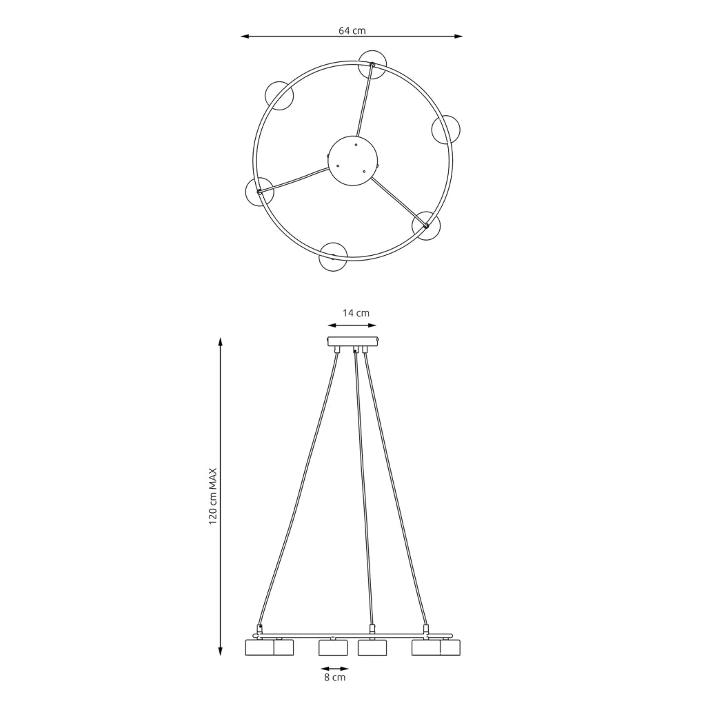 Lampadario Moderno 6 Luci Odin In Acciaio Bianco Ad Anello E Cilindri
