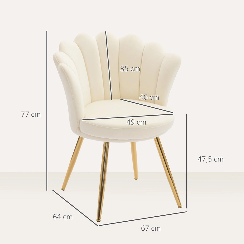 Poltrona in velluto ¨C zephmum ¨C beige con gambe in metallo dorato