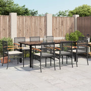 Set da Pranzo da Giardino 9 pz con Cuscini Nero in Polyrattan 3213609