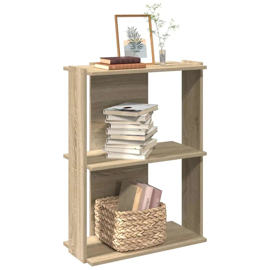 Libreria 3 Ripiani-Scaffale per Libri-Mobile di Stoccaggio Rovere Sonoma 60x30x80 cm Legno Multistrato