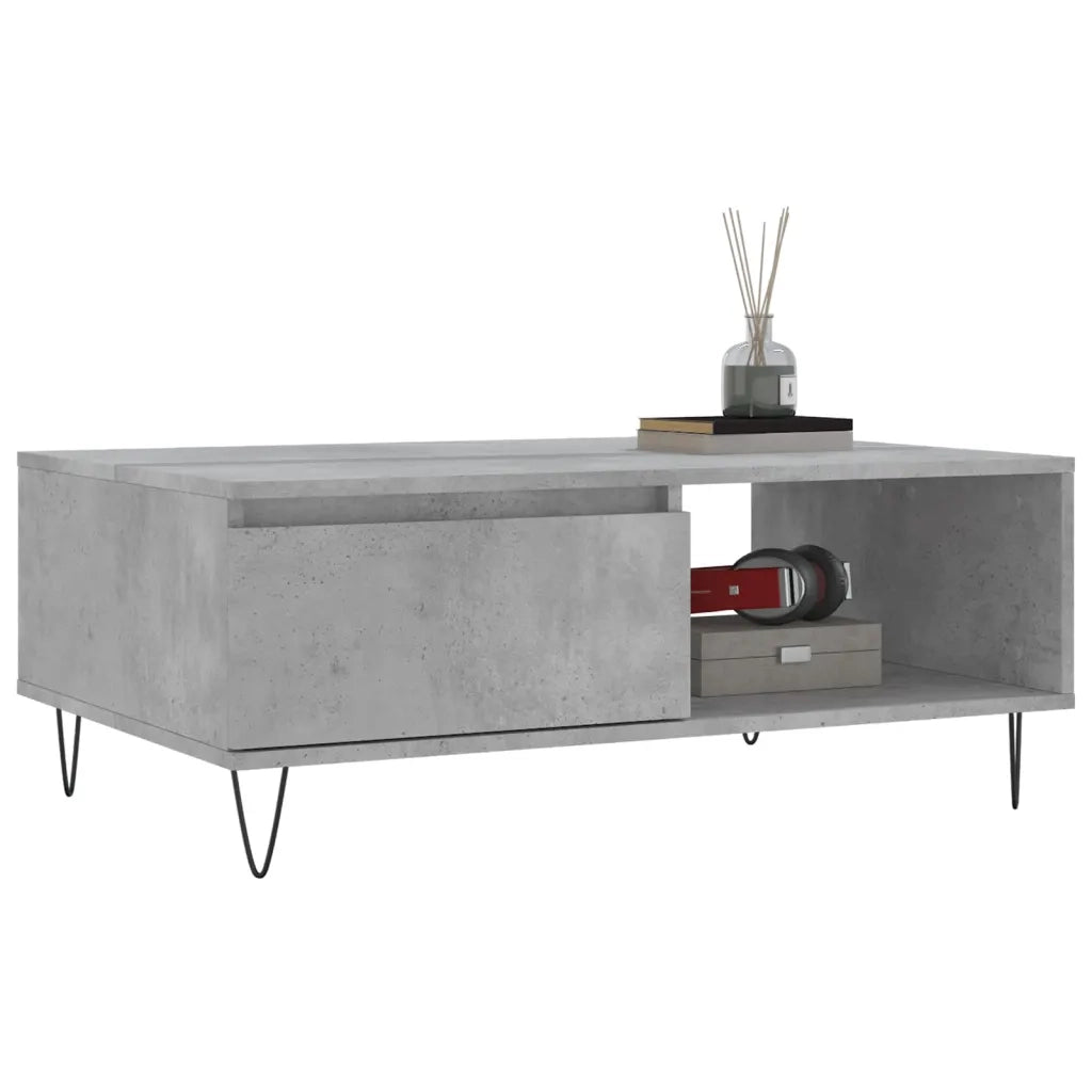 Tavolino da salotto | Tavolino da caff¨¨ | Tavolino da Soggiorno Grigio Cemento 90x60x35cm Legno Multistrato