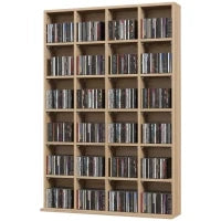 Mobile Porta CD con Ripiani Regolabili per 456 CD o 336 DVD, 24 Scomparti, 89x20x130.5 cm, Legno
