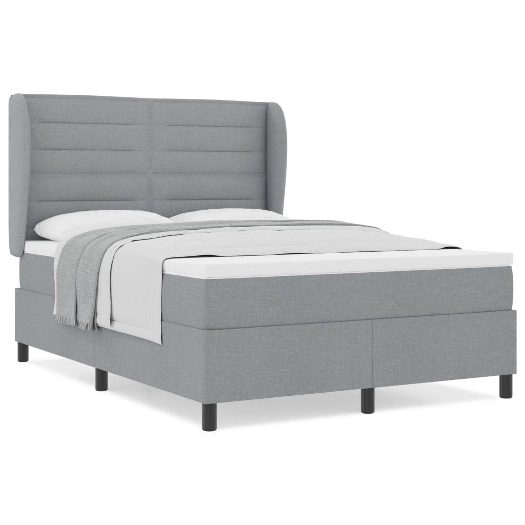 Letto Box Spring  con Materasso Grigio Chiaro 160x200 cm Tessuto