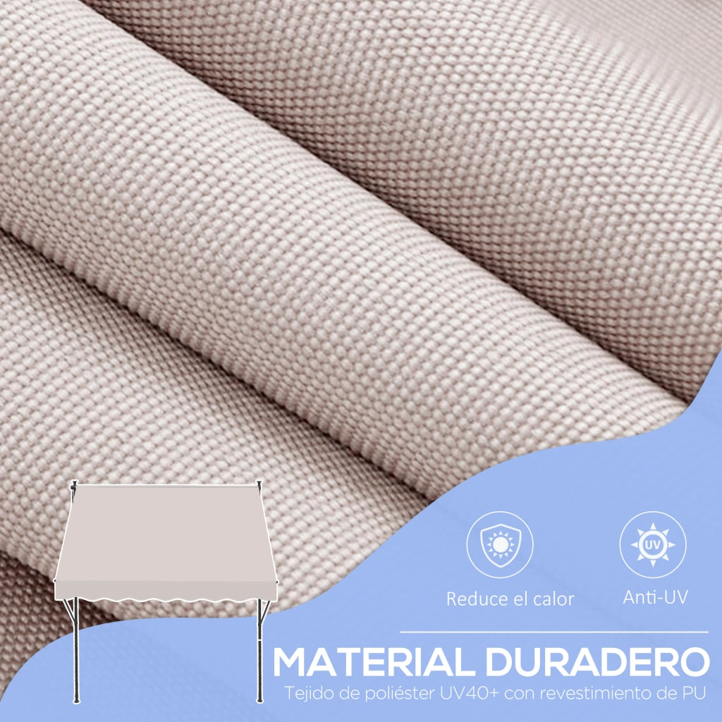 Toldo Manuale Retrattile per Balcone e Terrazza ¨C zephmum ¨C Crema 200x175x210-310 cm