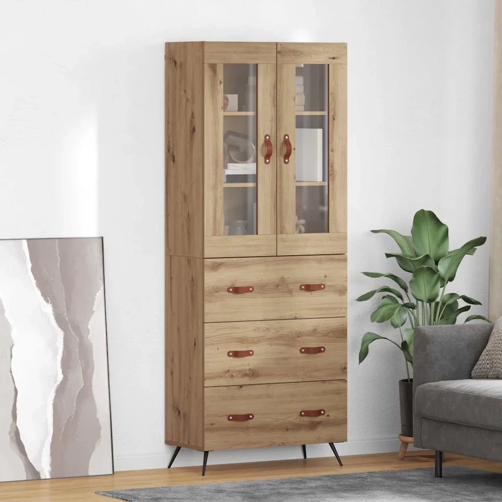 Credenza | Armadietto alto con ripiano 2 pcs Rovere artigianale