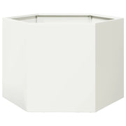 Fioriera/aiuola esagonale per piante fiori terrazza giardino 69 x 60 x 45 cm acciaio bianco 02_0038649