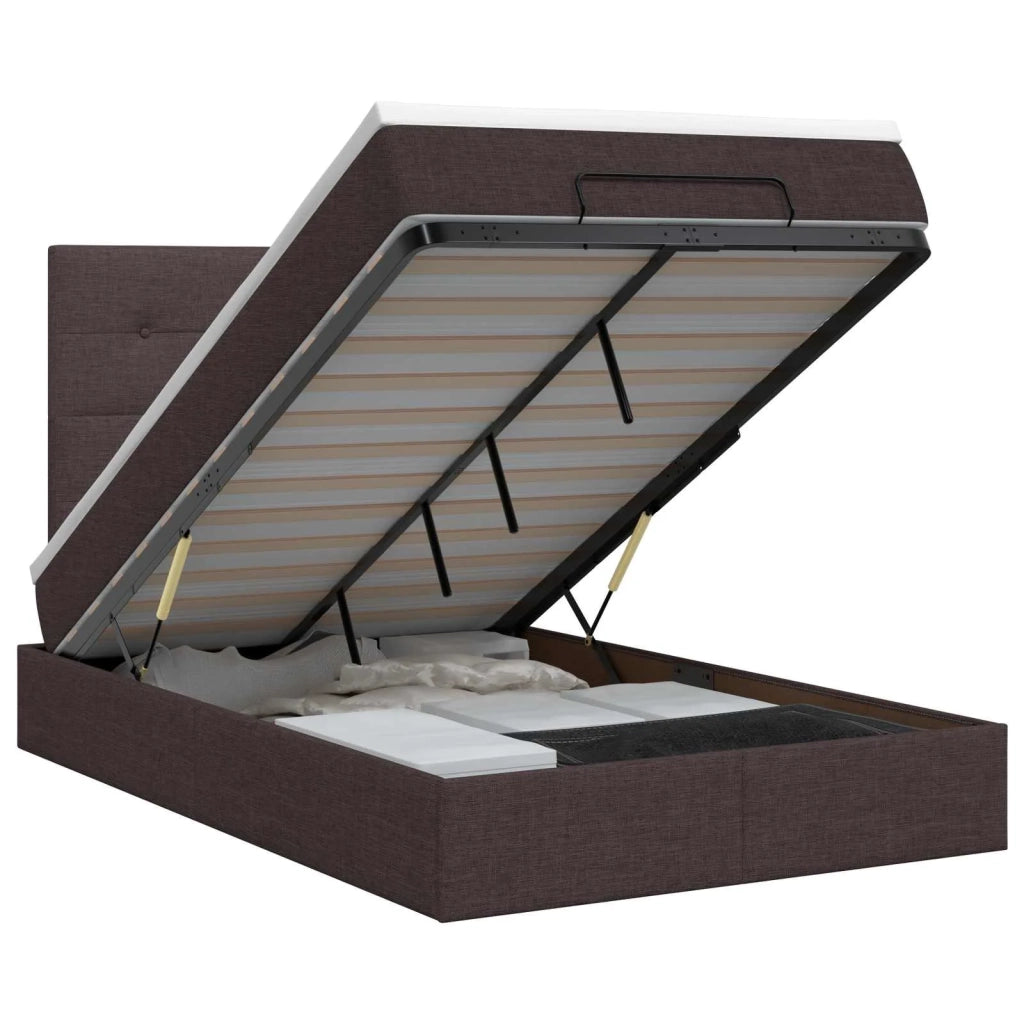 Letto ottomano con materasso Marrone Scuro 120 x 190 cm Tessuto 3457476