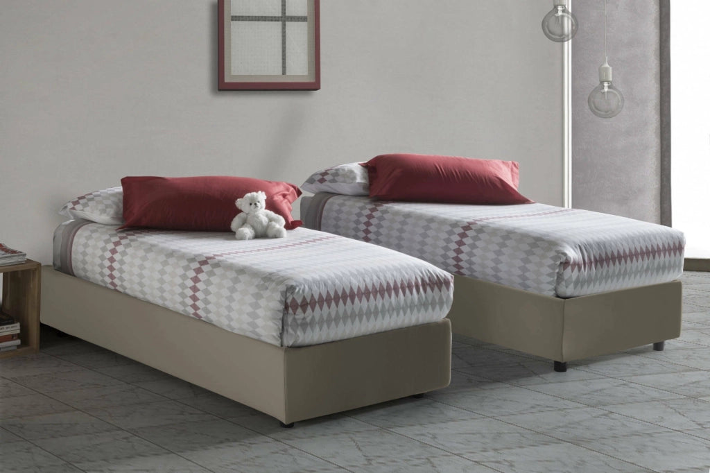 Acrostico, Letto Singolo Sfoderabile Made in Italy, Grigio Tortora