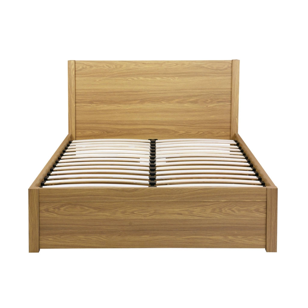 Letto con rete a doghe e testiera 140x190cm + 4 cassetti, marrone