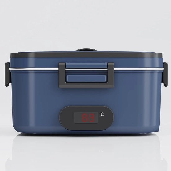 Lunchbox elettrica con display di temperatura, 80W, 1,8 litri, 12V/24V/230V, contenitore termico per auto, camion, ufficio (blu)