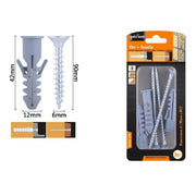 Trade Shop - Set 3pz Viti Vite Croce 6x90 Mm + Tasselli Con Alette Tassello M12 Fischer 57576 -