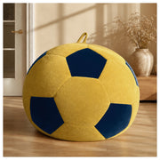 Poltrona pouf rotonda in flanella con imbottitura in schiuma granulare a rimbalzo alto blu e giallo