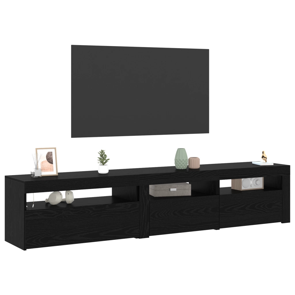 Mobiletti TV 2 pcs con luci LED in rovere nero e legno ingegnerizzato