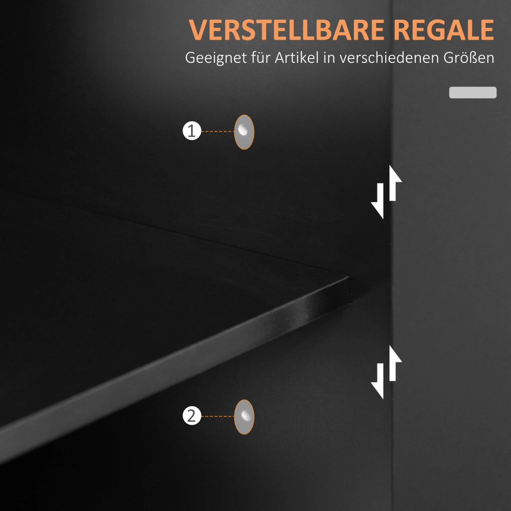 Carrello da Cucina con 1 Cassetto; 1 Anta; Ripiano Regolabile; Portaspezie e Portasciugamani; in Legno; 109x40x89 cm; Nero