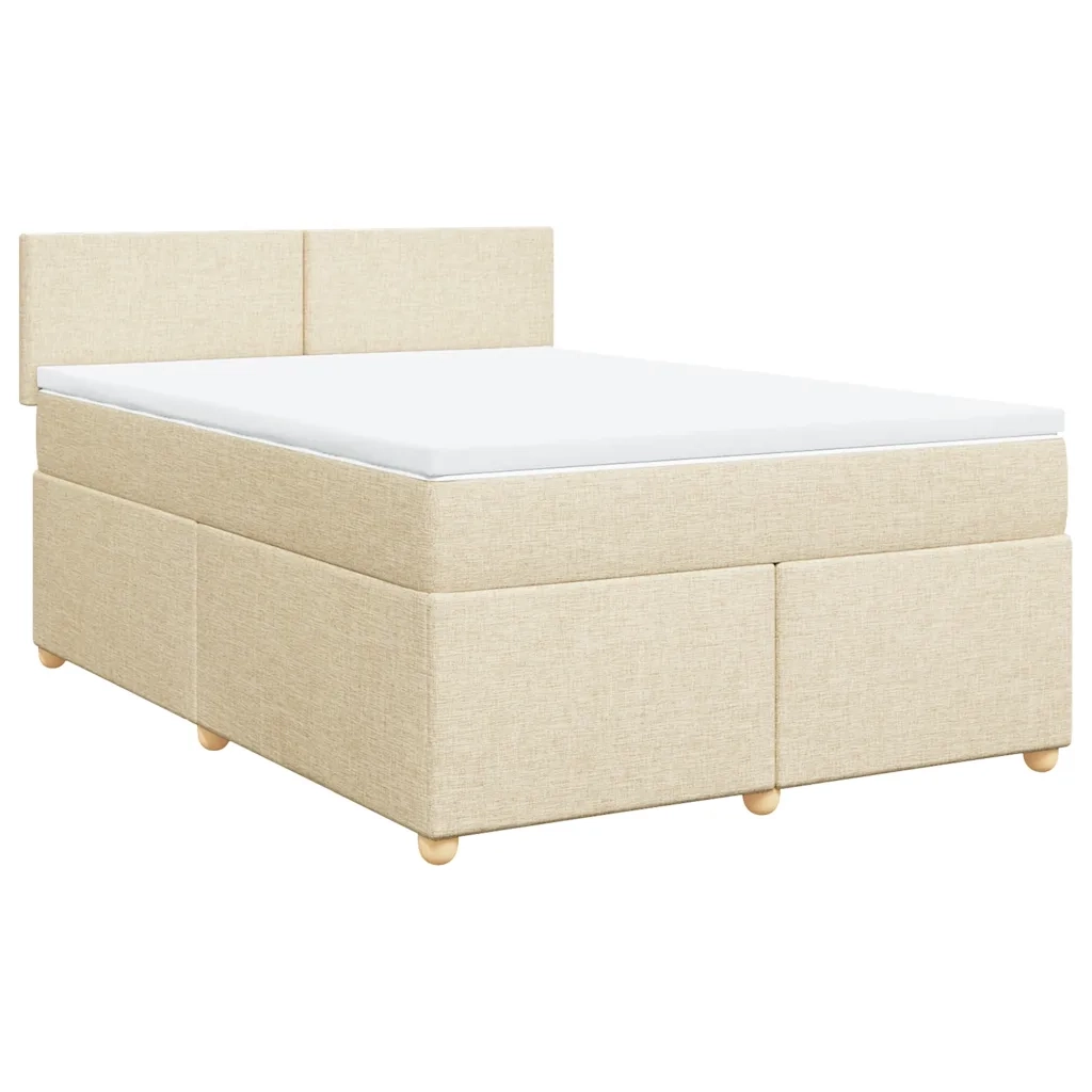 Giroletto a Molle con Materasso Crema 160x200 cm in Tessuto
