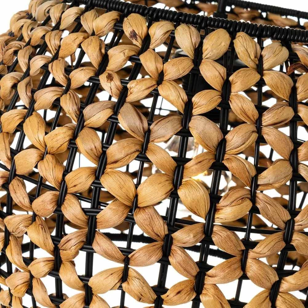 Lampadario Sospensione Design Moderno Lampada Paralume Fibra Naturale 35 cm
