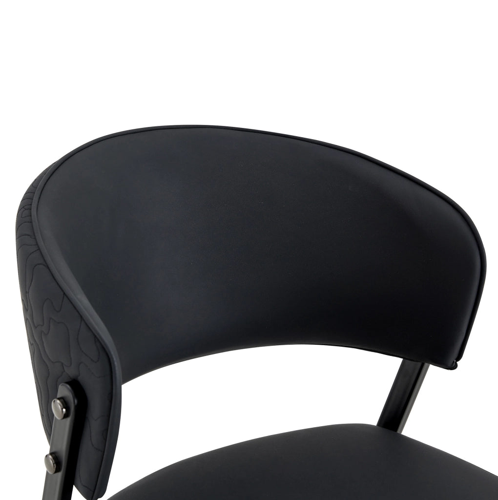 Sedia da pranzo 74.0x53.5x51.0 cm con schienale ergonomico in PU e metallo nera