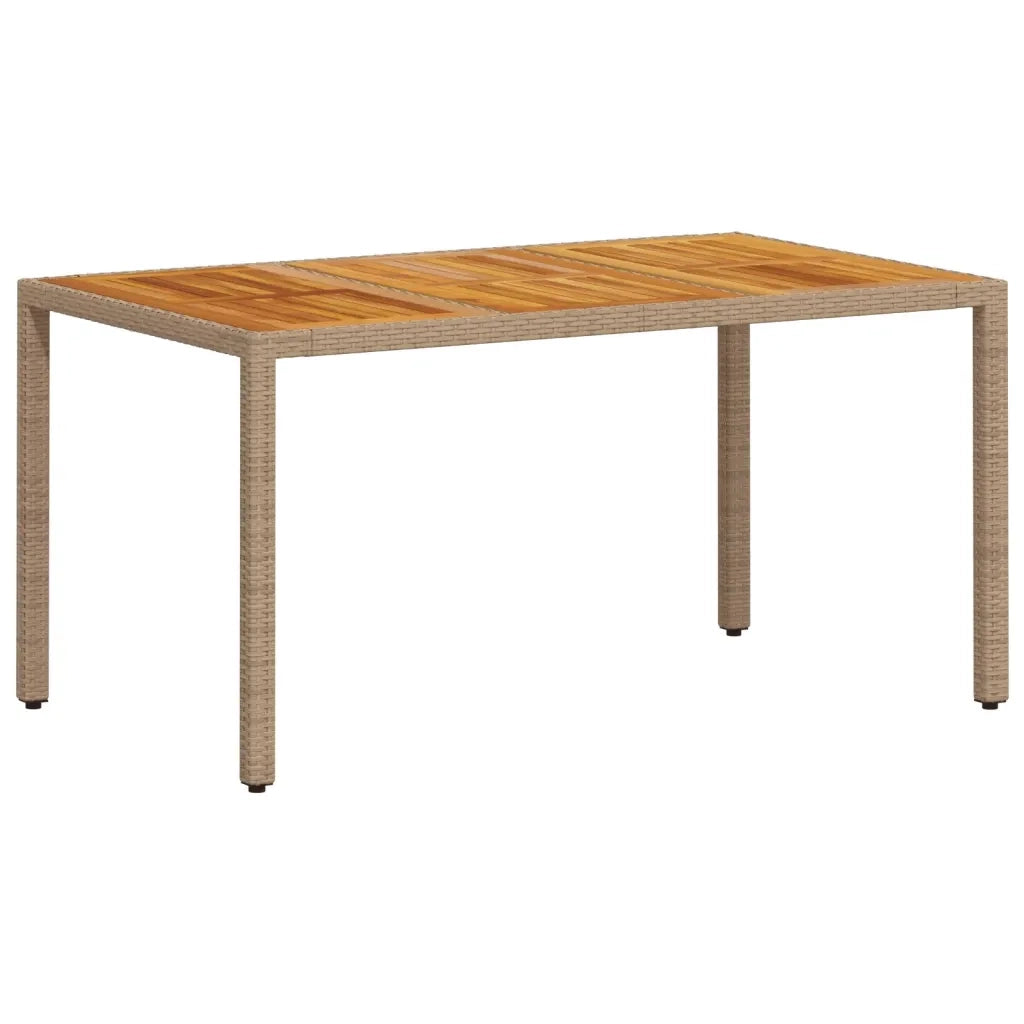 Tavolo da Giardino Beige 150x90x75 cm in Polyrattan e Acacia 368127