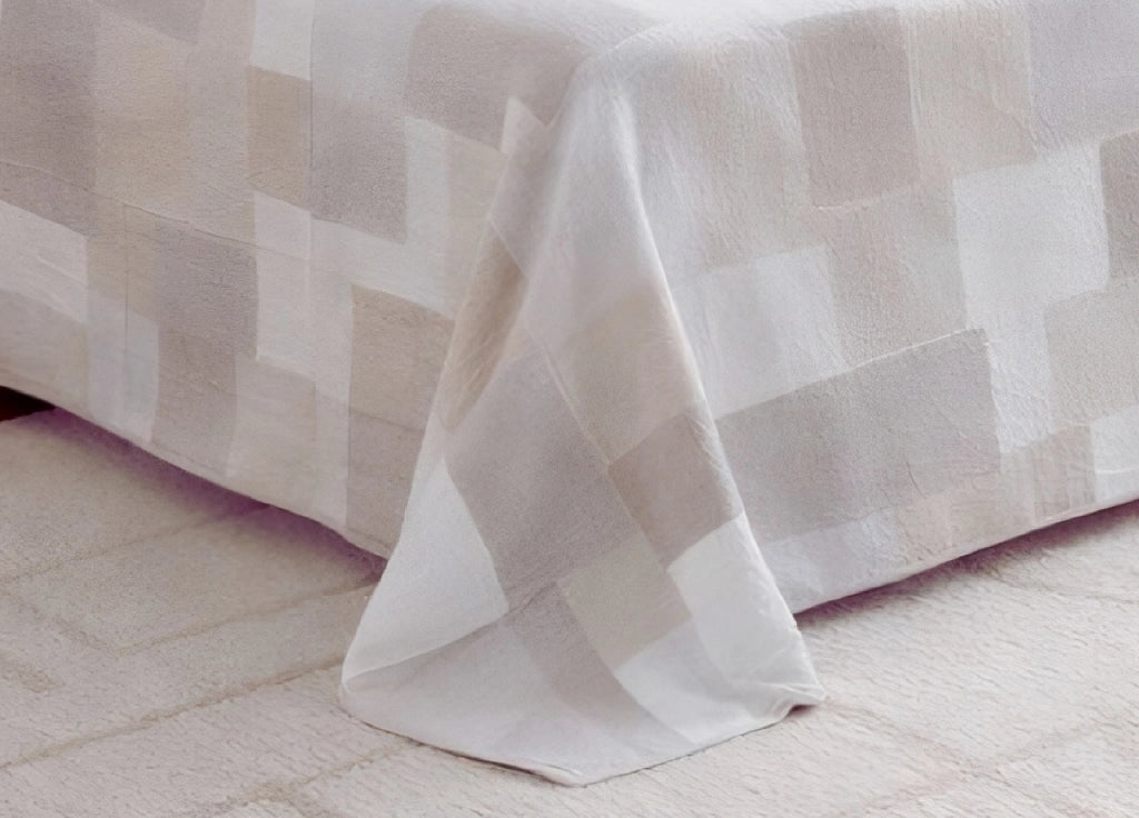 Copriletto Piquet Primavera Estate 100% Cotone Disegno Brick - Piazza E Mezza - Beige