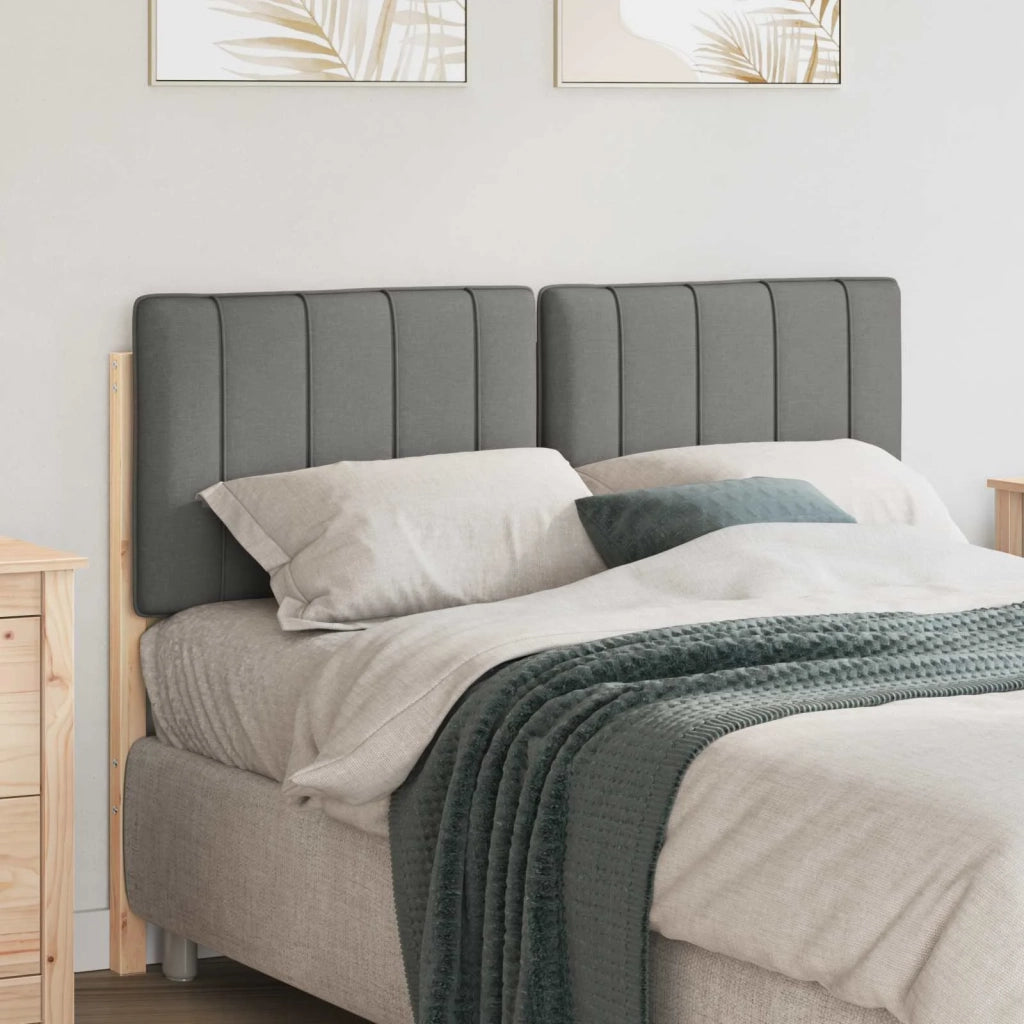 Testiera imbottita-Testiera con Cuscini-Testata Marrone e Grigio Chiaro 120 cm Pino massello 976883