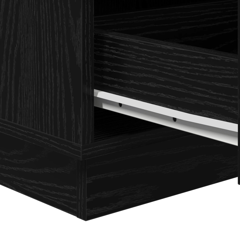 Comodino con LED rovere nero 39x34.5x65 cm in legno ingegnerizzato