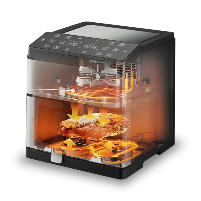 Friggitrice ad aria 6 litri con display digitale, 1700W, 12 programmi preimpostati, cottura senza olio - SOGO
