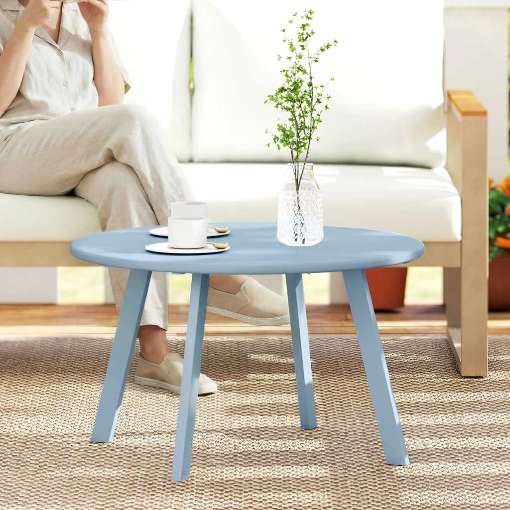 Tavolino rotondo da giardino con patini ¨C zephmum ¨C blu, metallo, ?70x42cm