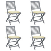 Sedie da Giardino Pieghevoli 4pz con Cuscini in Massello Acacia cod mxl 8163