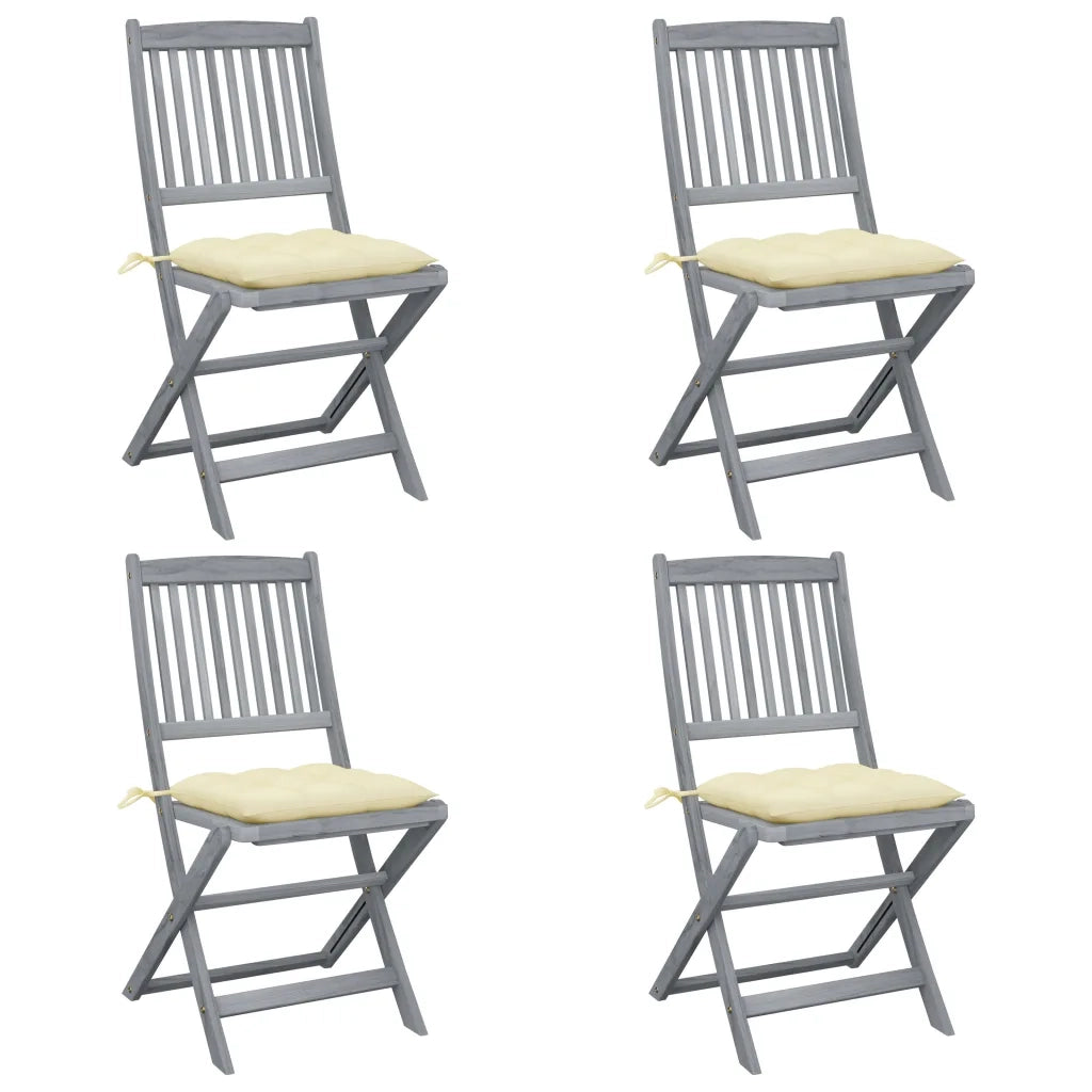 Sedie da Giardino Pieghevoli 4pz con Cuscini in Massello Acacia cod mxl 8163