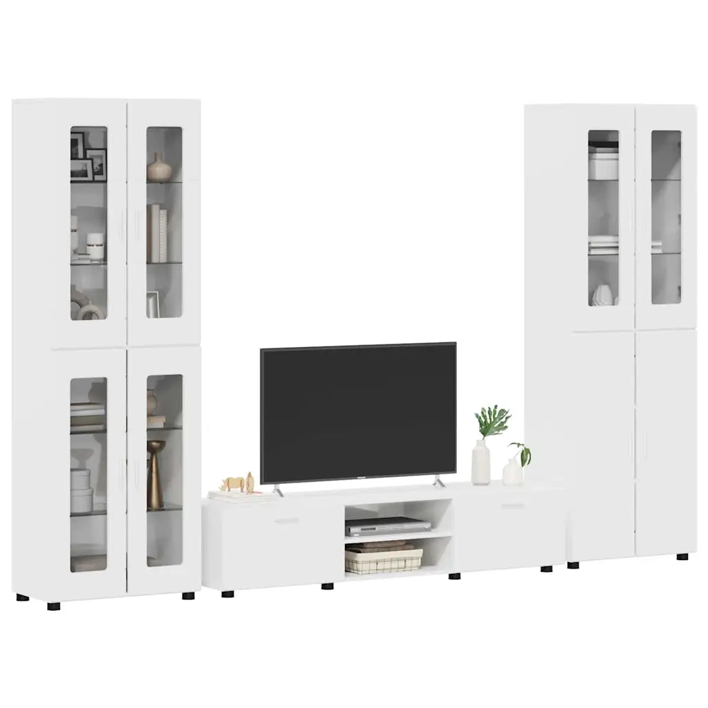 Set mobile TV FLORIN 3 pcs Bianco Lucido Legno multistrato