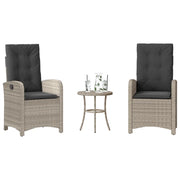 Set da BistrÃ² 3 pz con Cuscini Grigio Chiaro in Polyrattan