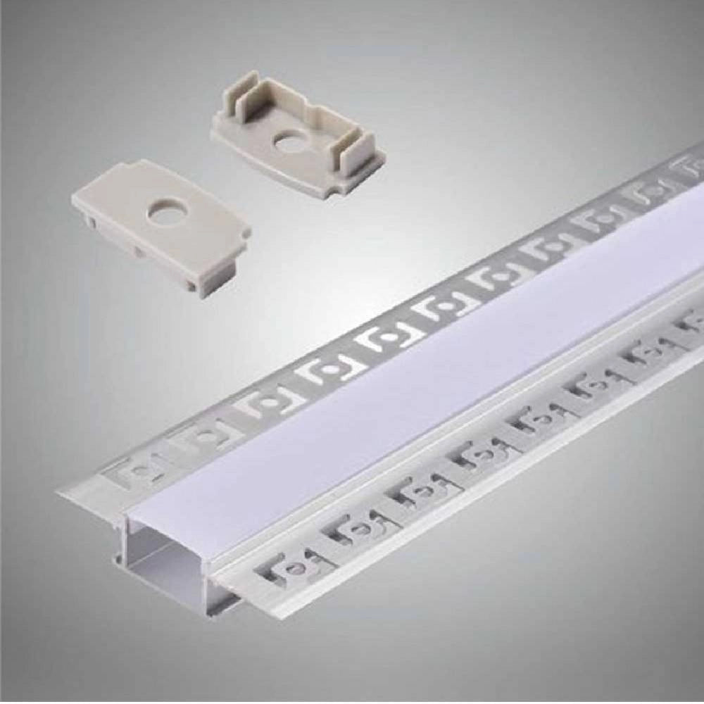 Trade Shop - Profilo Ad Incasso A Scomparsa Alluminio 2 Mt Copertura Opaca Strip Led Al-12 -