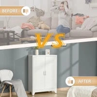 Armadio in Metallo con 2 Porte e 2 Ripiani Regolabili Mobile Multifunzione per Ufficio Salotto Camera da Letto 75x33x110cm Bianco