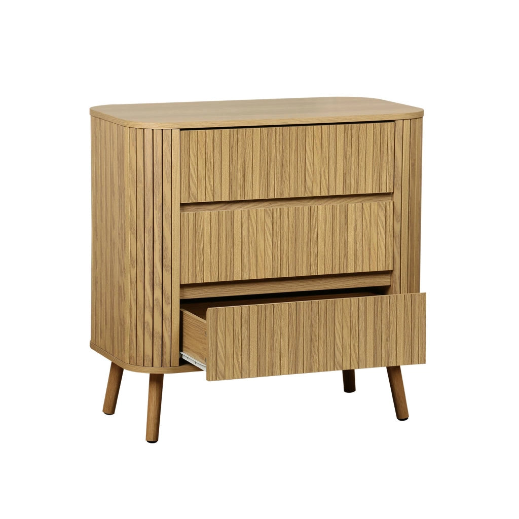 Cassettiera decorata con righe 3 cassetti, marrone naturale