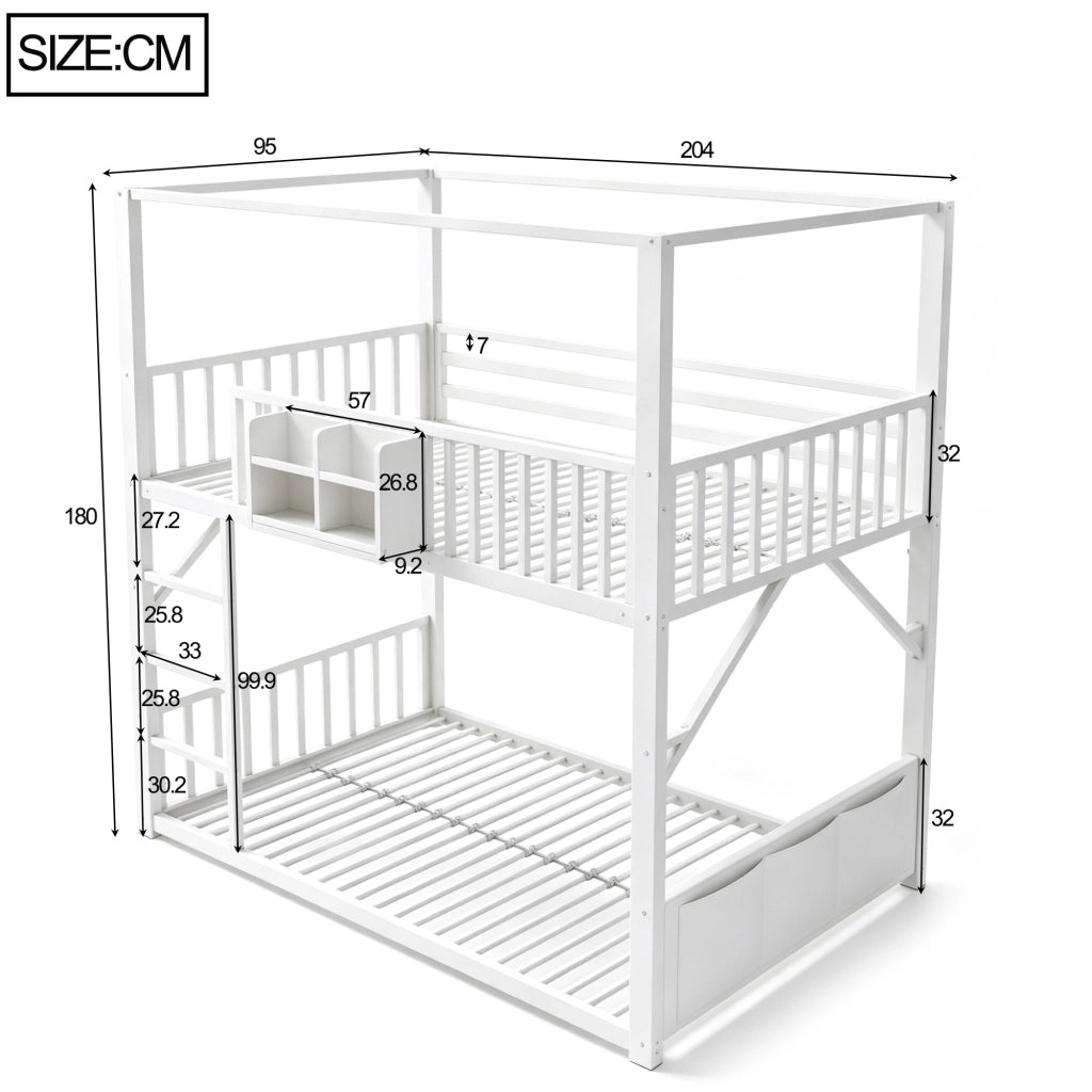 Letto a soppalco per bambini ¨C Minimal ¨C bianco metallo 90x200cm