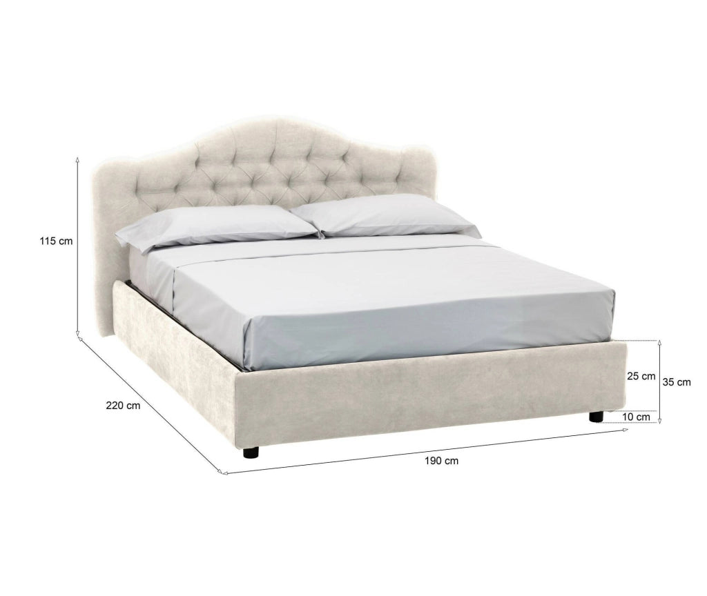 Letto Matrimoniale Aly, Letto Matrimoniale Sfoderabile Made in Italy, Beige