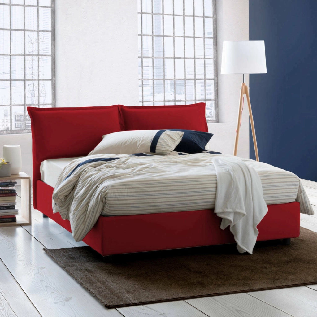 Letto Matrimoniale Amelinda, Letto Matrimoniale Materasso Incluso Made in Italy, Rosso