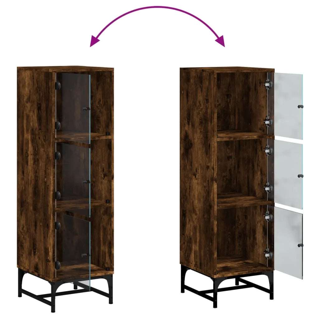 Credenza cassettiera mobile contenitore organizer cucina soggiorno salotto con ante in vetro 35 x 37 x 120 cm marrone 02_0030111