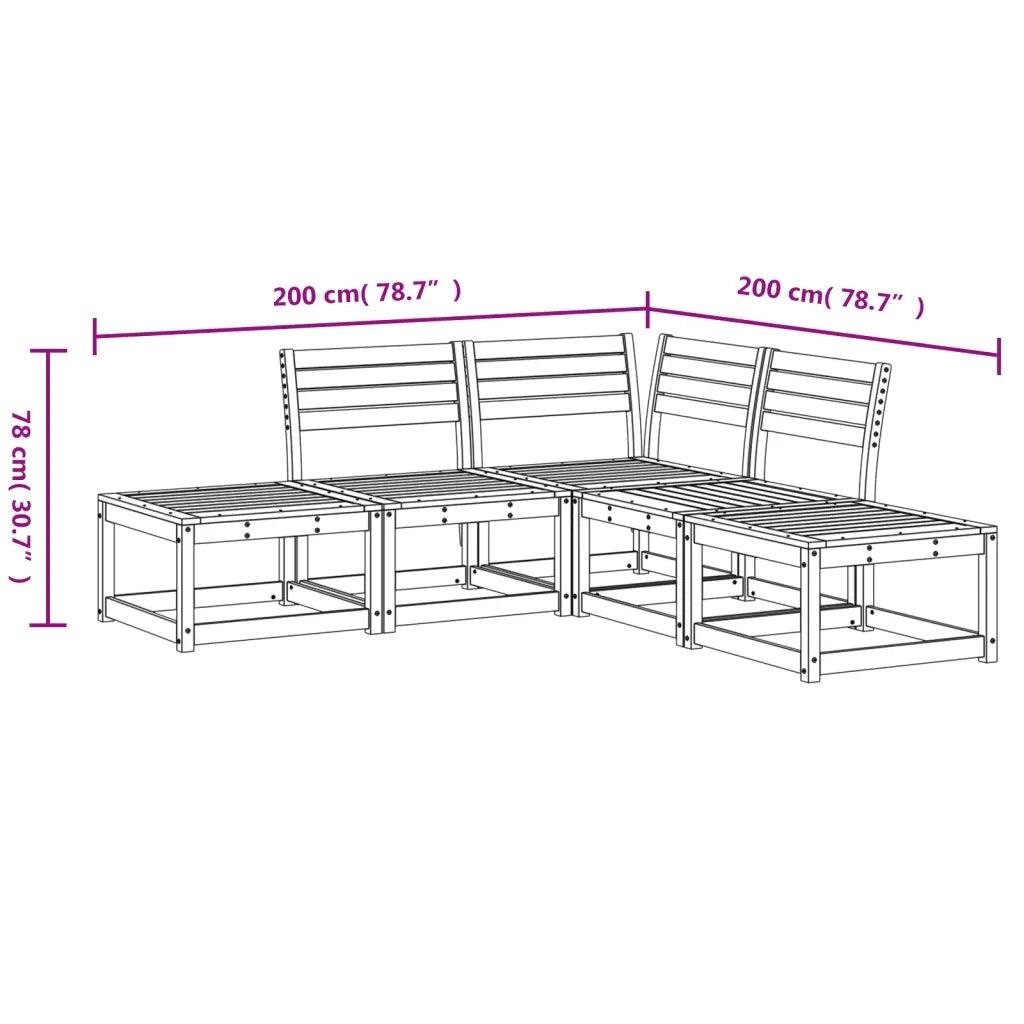 Set Divani da Giardino 5 pz in Legno Massello di Pino 3216955