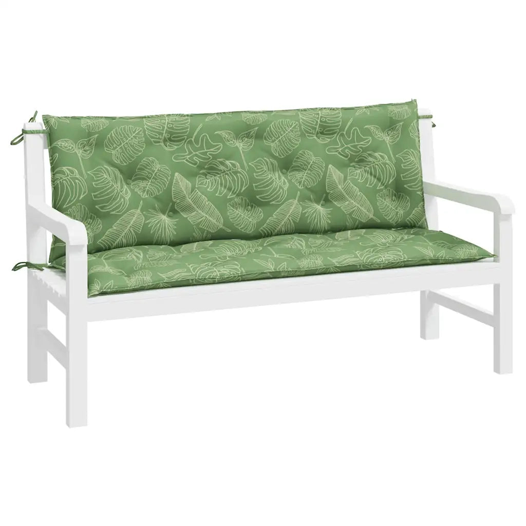Cuscini Panca Giardino 2 pz Motivo a Foglie 150x50x7 cm Tessuto 361713