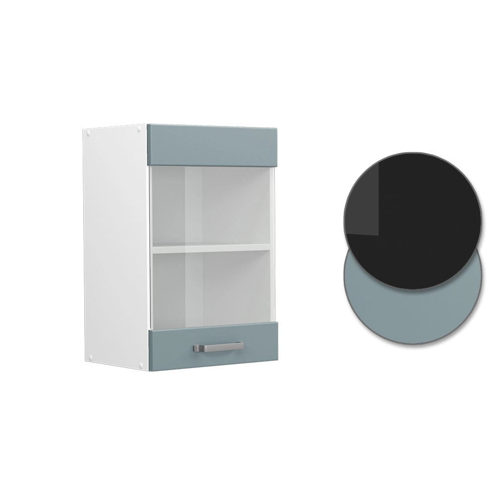 Vicco Mobile da cucina in vetro Grigio-blu 40 cm