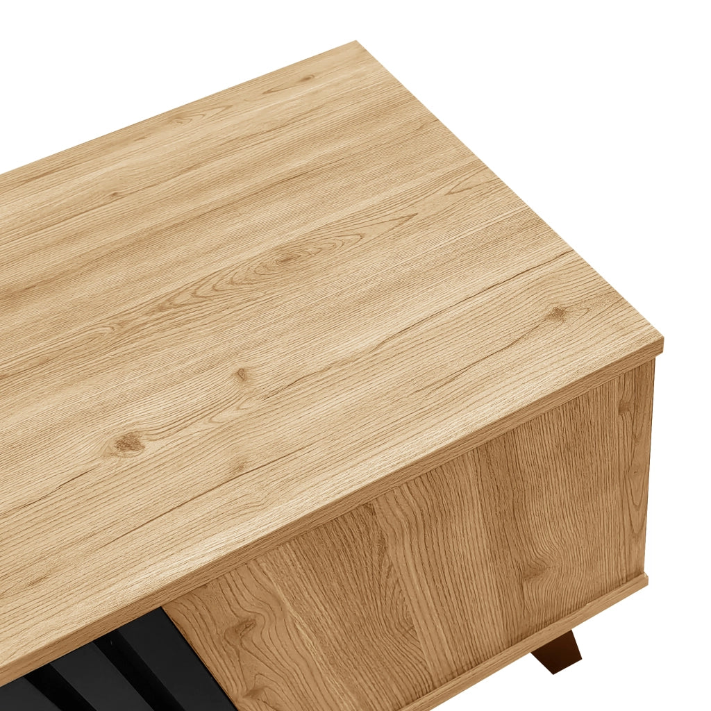 TAVOLO DA CAFFÈ 100 x 60 x 45 cm Naturale e Nero con vani contenitore