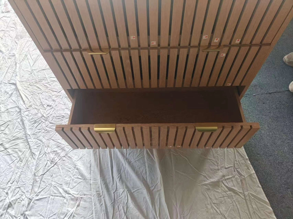 Credenza moderna in stile retrò con 3 cassetti, finitura rovere, per soggiorno, camera da letto e ingresso