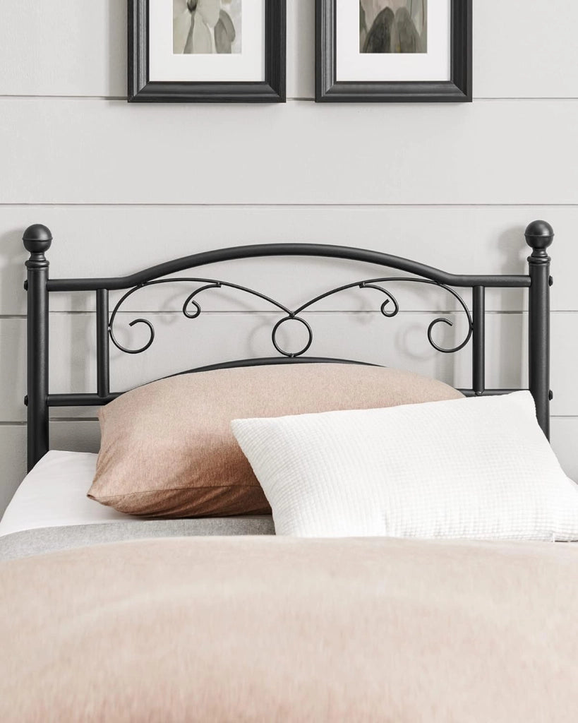 VASAGLE Struttura Letto Singolo in Metallo, Letto a Doghe per Materassi di 90 x 190 cm, per Stanza di Ospiti, Montaggio Facile, Nero RMB071B01