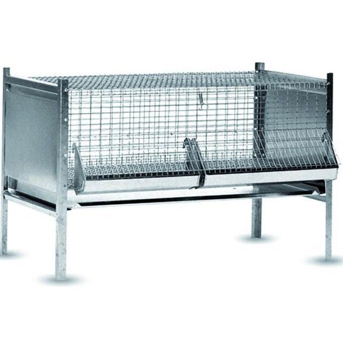 Chicken cage 108 Gabbia per Polli Zincata Antitopo Smontabile con Fondo in Rete Elettrosaldata e Piatto in Lamiera Dimensioni 100x63x65 cm colore Acciaio