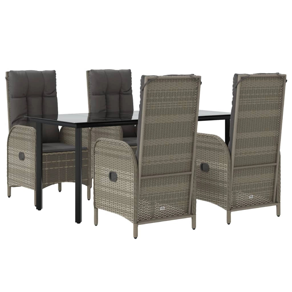 Set da pranzo da giardino nero e grigio da 5 pezzi con cuscini 02_0014854