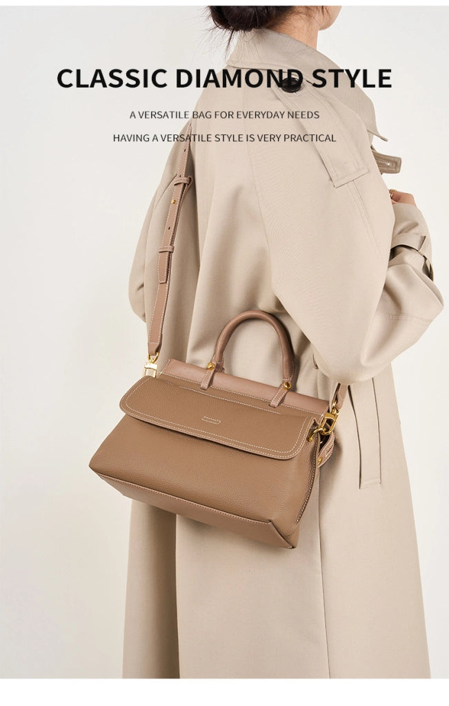 Borsa a tracolla da donna in vera pelle, stile western, grigia