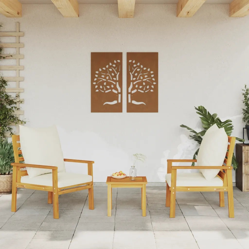 Poltrone da Giardino 2pz con Cuscino in Legno Massello Acacia 826191