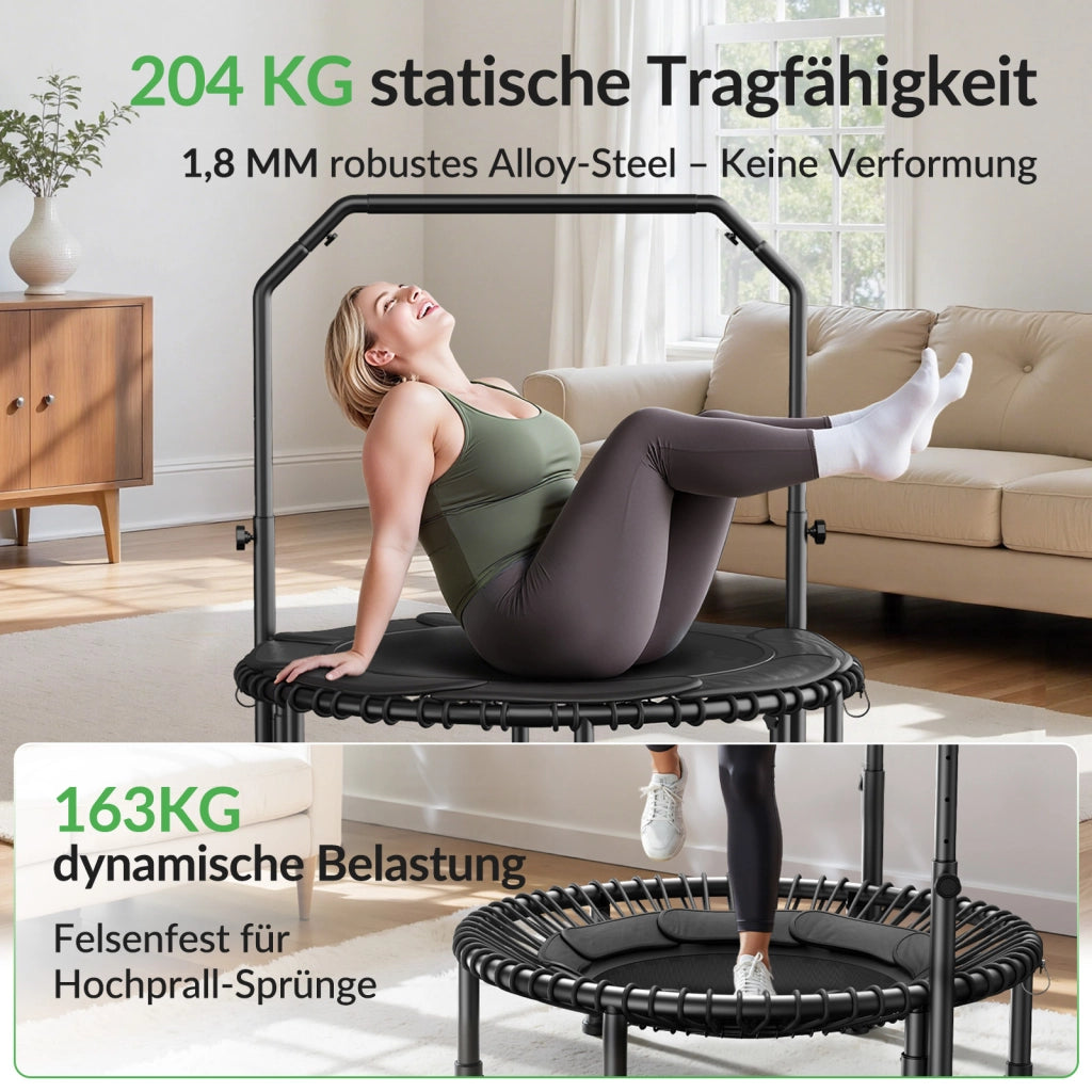 Trampolino Elastico per Adulti 102 cm ¨C Xylo ¨C Capacit¨¤ 204 kg, Impugnatura Regolabile, Fitness Casa